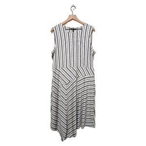 Banana Republic Stripe Asymmetrical Fit and Flare Sleeveless Dress Sz XL